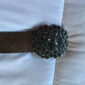Italian Leather Silver Metallic Women's Belt